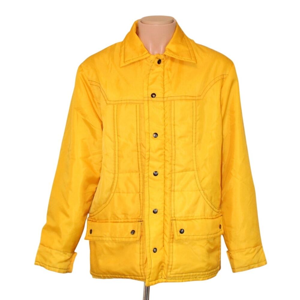 Vintage 1970s Yamaha Molly Design Yellow Motorcycle Racing Jacket Size Large